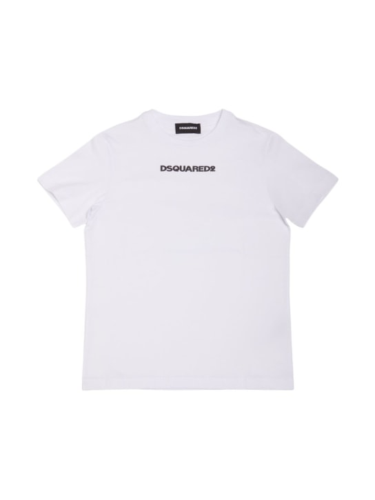 Dsquared2: T-shirt en jersey de coton imprimé - Blanc - kids-girls_0 | Luisa Via Roma