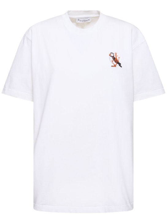 JW Anderson: T-Shirt aus Baumwolljersey „Puffin“ - Weiß - women_0 | Luisa Via Roma