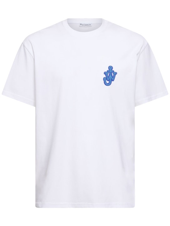 JW Anderson: T-shirt in cotone con logo - Bianco - men_0 | Luisa Via Roma