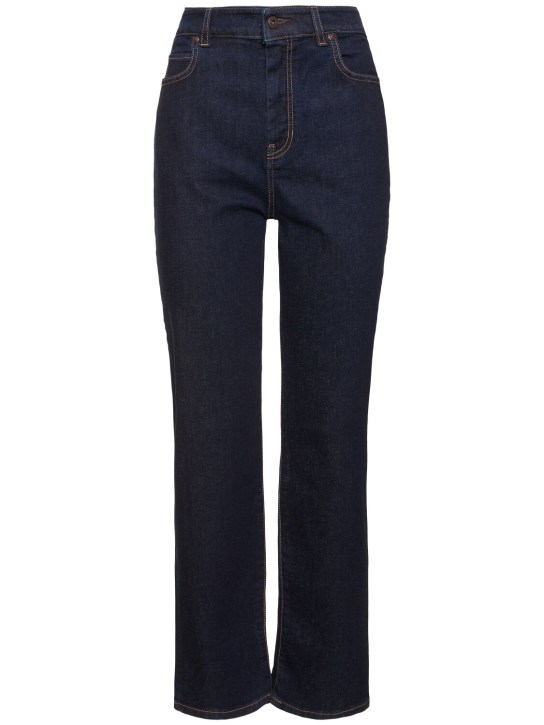 Weekend Max Mara: Jeans rectos con cintura alta - Azul Oscuro - women_0 | Luisa Via Roma