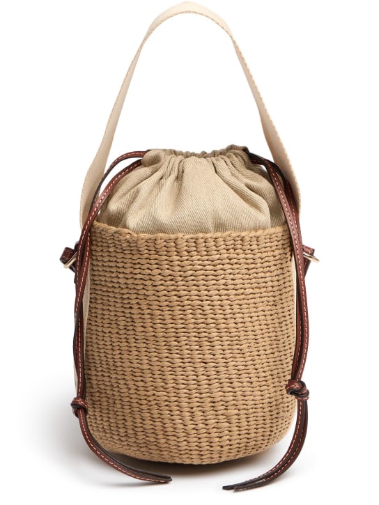 Chloé: Small Woody bucket top handle bag - White - women_0 | Luisa Via Roma