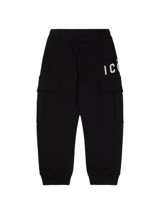 Dsquared2: Pantalones deportivos cargo de algodón - Negro - kids-boys_0 | Luisa Via Roma