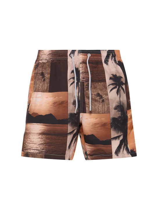 Mc2 Saint Barth: Sunset print ultralight swim shorts - Brown/Beige - men_0 | Luisa Via Roma