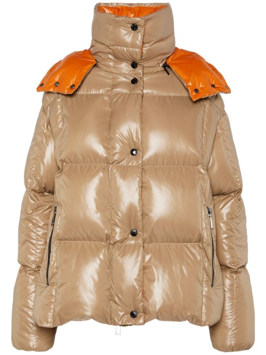 Moncler: Parana nylon laqué down jacket - Beige - women_0 | Luisa Via Roma