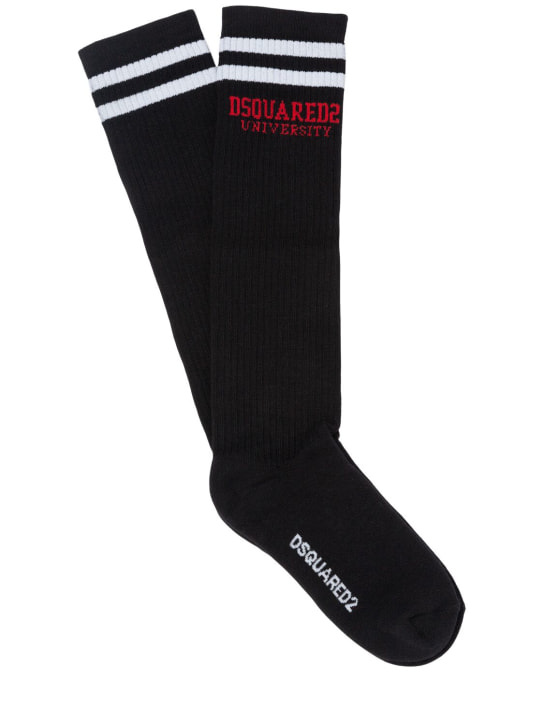 Dsquared2: Printed cotton blend socks - Black - kids-girls_0 | Luisa Via Roma