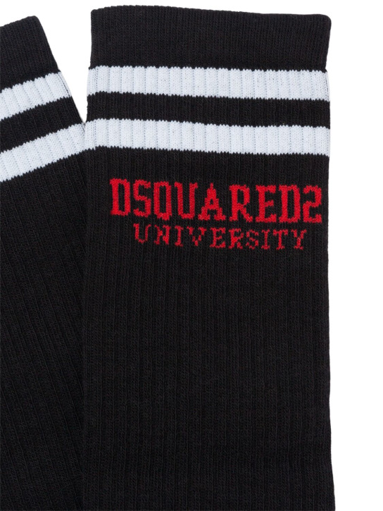 Dsquared2: Printed cotton blend socks - Black - kids-girls_1 | Luisa Via Roma