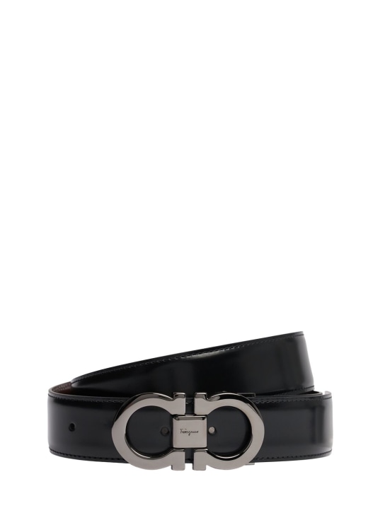 Ferragamo: 35mm reversible leather belt - Black - men_0 | Luisa Via Roma