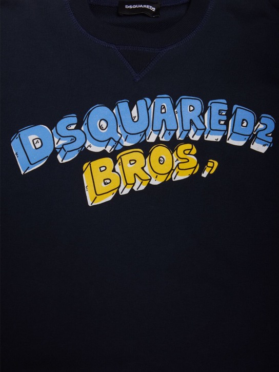 Dsquared2: Cotton crewneck sweatshirt - Dark Blue - kids-boys_1 | Luisa Via Roma