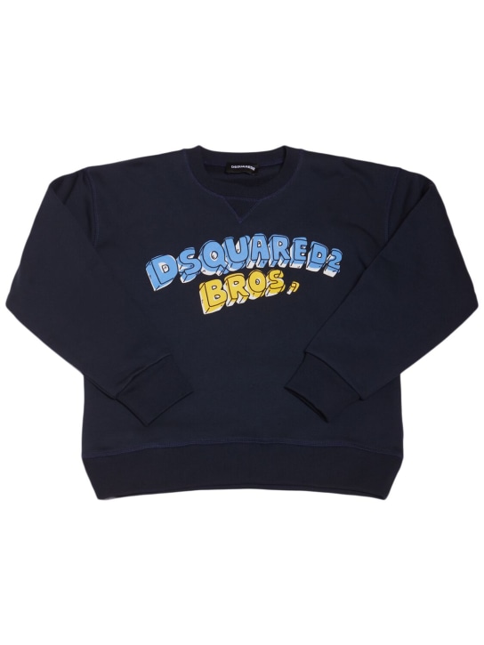 Dsquared2: Cotton crewneck sweatshirt - Dark Blue - kids-boys_0 | Luisa Via Roma