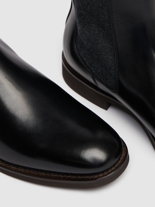 Brunello Cucinelli: 10毫米皮革切尔西靴 - 黑色 - women_4 | Luisa Via Roma