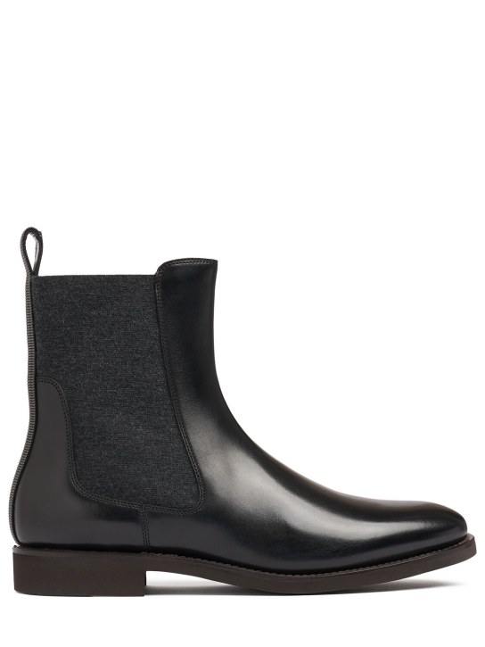 Brunello Cucinelli: 10mm Leather Chelsea boots - Black - women_0 | Luisa Via Roma
