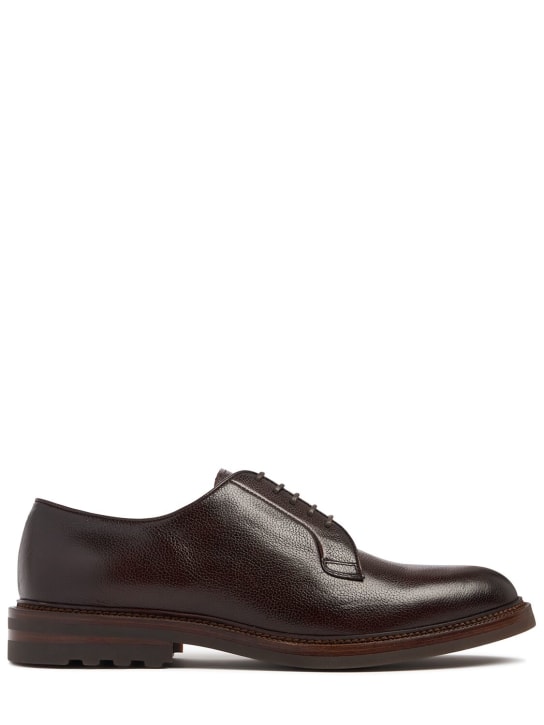Brunello Cucinelli: Leather derby shoes - Brown - men_0 | Luisa Via Roma