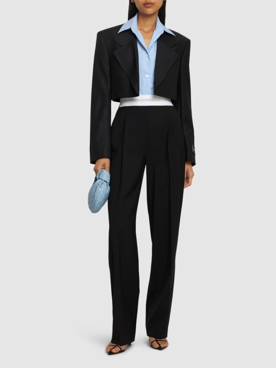 Alexander Wang: Pre-styled cropped blazer shirt - Siyah - women_1 | Luisa Via Roma