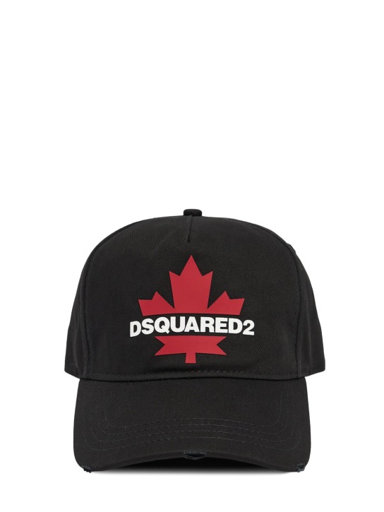 Dsquared2: Leaf logo baseball cap - Siyah - men_0 | Luisa Via Roma