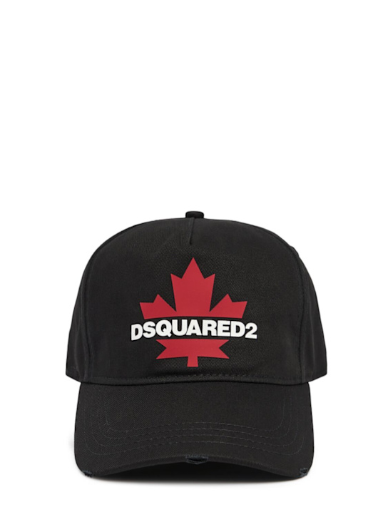 Dsquared2: Cappello baseball con logo - Nero - men_0 | Luisa Via Roma