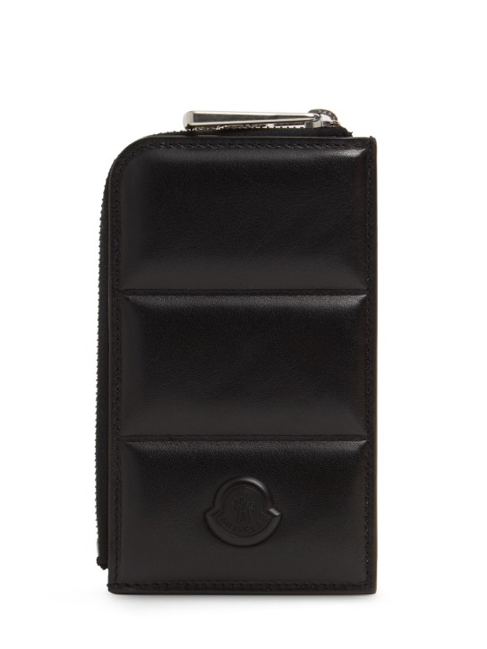Moncler: Flat leather card holder - Black - men_1 | Luisa Via Roma