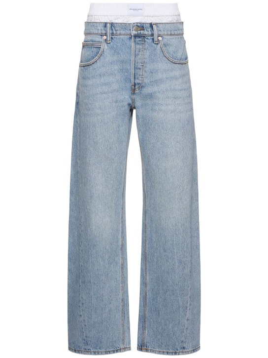 Alexander Wang: Jeans rectos de denim de algodón - Azul - women_0 | Luisa Via Roma