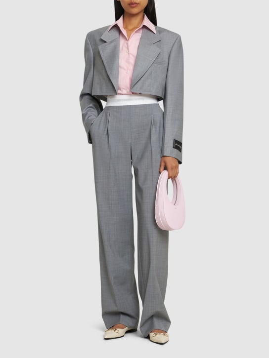 Alexander Wang: High waisted pleated wool pants - Grey - women_1 | Luisa Via Roma