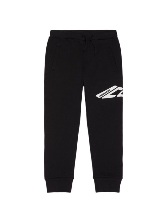 Dsquared2: Pantalones deportivos de algodón con estampado - Negro - kids-girls_0 | Luisa Via Roma