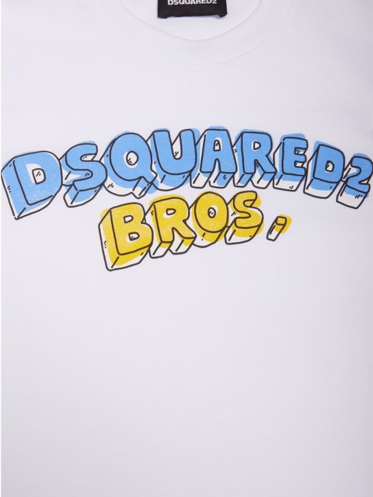 Dsquared2: Bedrucktes T-Shirt aus Baumwolljersey - Weiß - kids-boys_1 | Luisa Via Roma