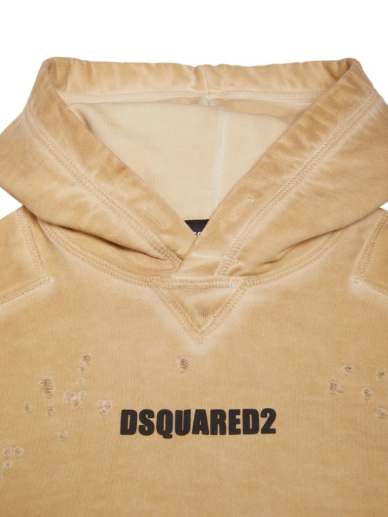Dsquared2: Sweat-shirt en coton à capuche - Beige - kids-boys_1 | Luisa Via Roma