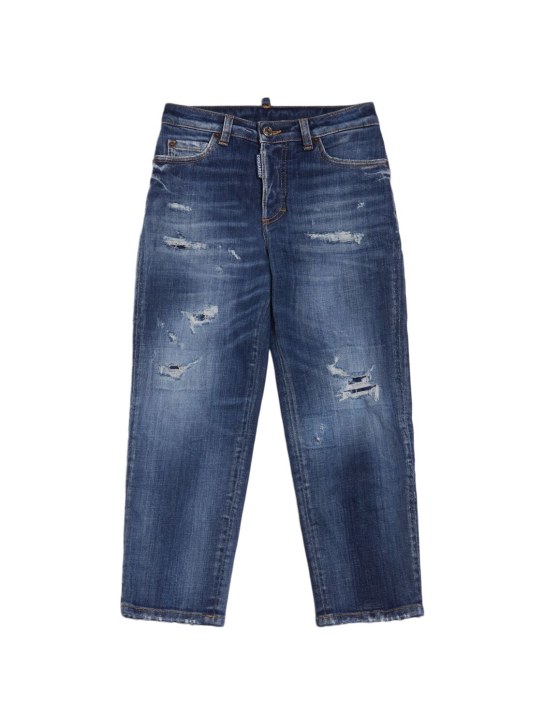 Dsquared2: Jeans in denim di cotone stretch - Blu - kids-girls_0 | Luisa Via Roma