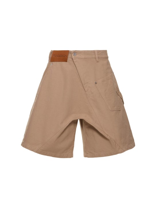 JW Anderson: Twisted cotton workwear shorts - Cream - men_0 | Luisa Via Roma