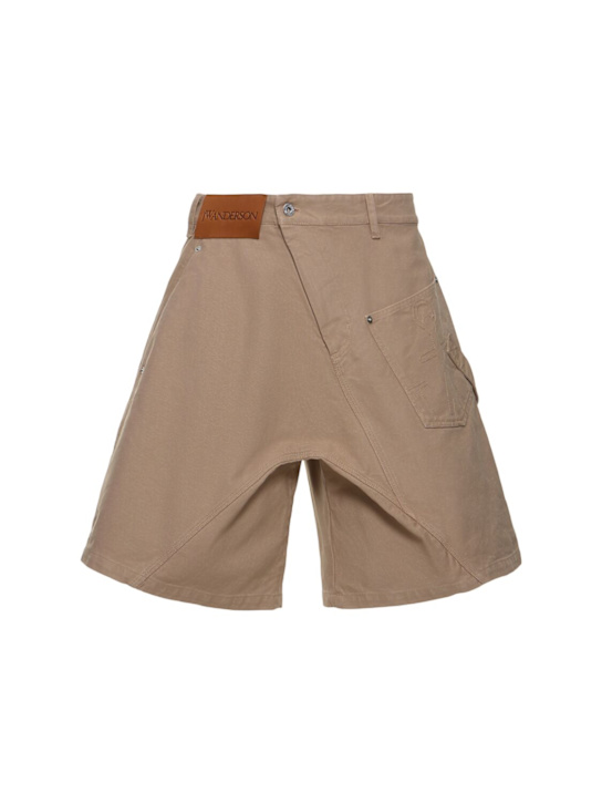 JW Anderson: Twisted cotton workwear shorts - Cream - men_0 | Luisa Via Roma