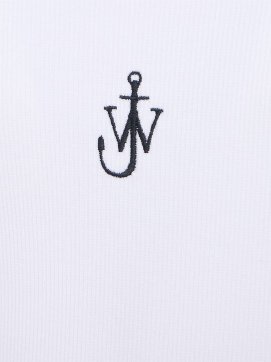 JW Anderson: Logo刺绣弹力棉质背心 - 白色 - men_1 | Luisa Via Roma