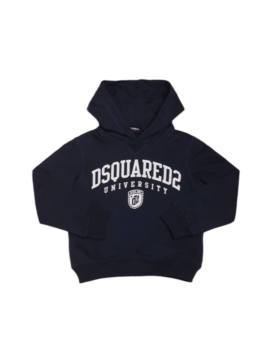 Dsquared2: Cotton hooded sweatshirt - Blue - kids-boys_0 | Luisa Via Roma