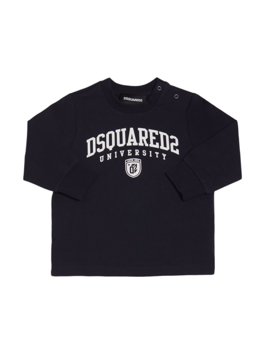 Dsquared2: Sweat-shirt & pantalon de sport en coton imprimé - Bleu - kids-boys_1 | Luisa Via Roma