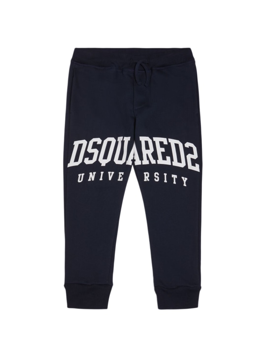Dsquared2: Pantalones deportivos de algodón con estampado - Azul - kids-boys_0 | Luisa Via Roma