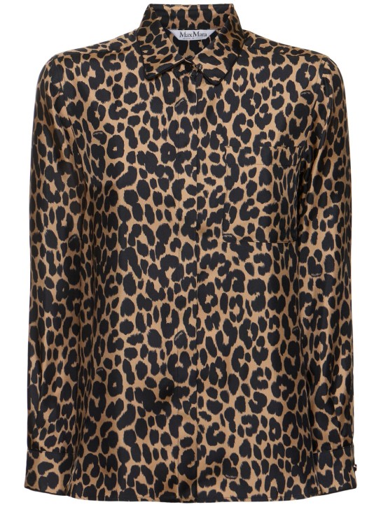 Max Mara: Etna printed satin shirt - Leopard - women_0 | Luisa Via Roma
