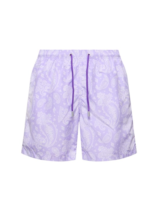 Mc2 Saint Barth: Paisley print ultralight swim shorts - 퍼플/핑크 - men_0 | Luisa Via Roma