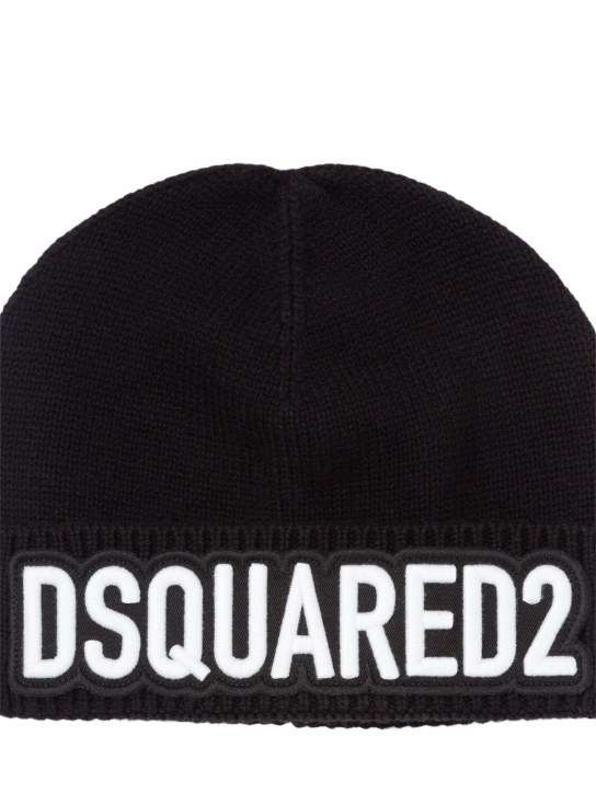 Dsquared2: 棉&羊毛帽子 - 黑色 - kids-boys_1 | Luisa Via Roma