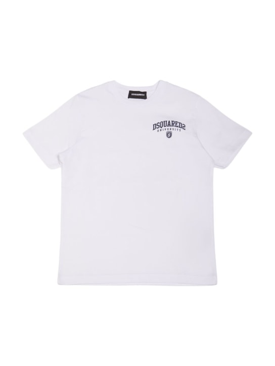Dsquared2: Camiseta de jersey de algodón estampada - Blanco - kids-boys_0 | Luisa Via Roma