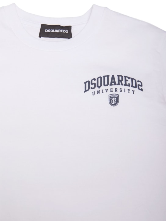 Dsquared2: T-shirt en jersey de coton imprimé - Blanc - kids-boys_1 | Luisa Via Roma