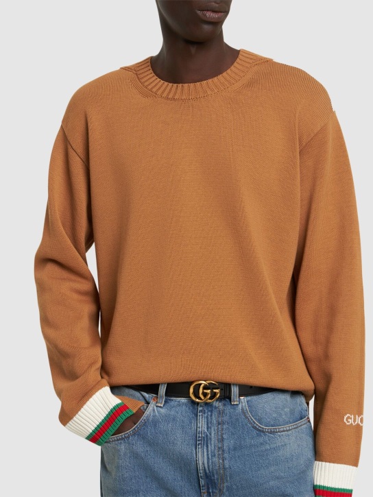 Gucci: 3cm GG Marmont leather belt - Siyah - men_1 | Luisa Via Roma