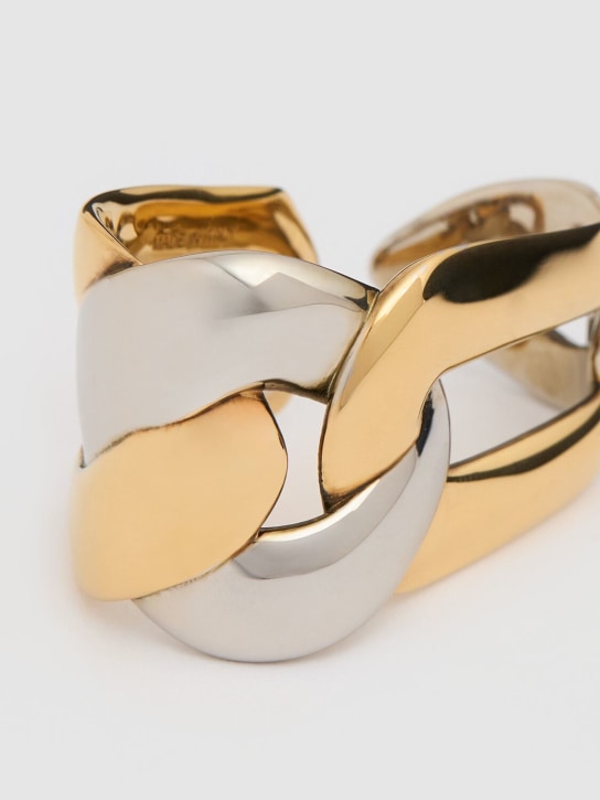Alexander McQueen: Anello Double Chain in ottone - Oro/Argento - women_1 | Luisa Via Roma