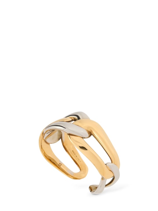 Alexander McQueen: Double Chain brass ring - Gold/Silver - women_0 | Luisa Via Roma