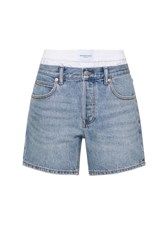 Alexander Wang: Loose cotton denim shorts - Blue - women_0 | Luisa Via Roma