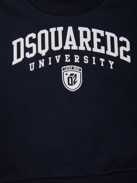 Dsquared2: Sweat-shirt en coton imprimé - Bleu - kids-boys_1 | Luisa Via Roma