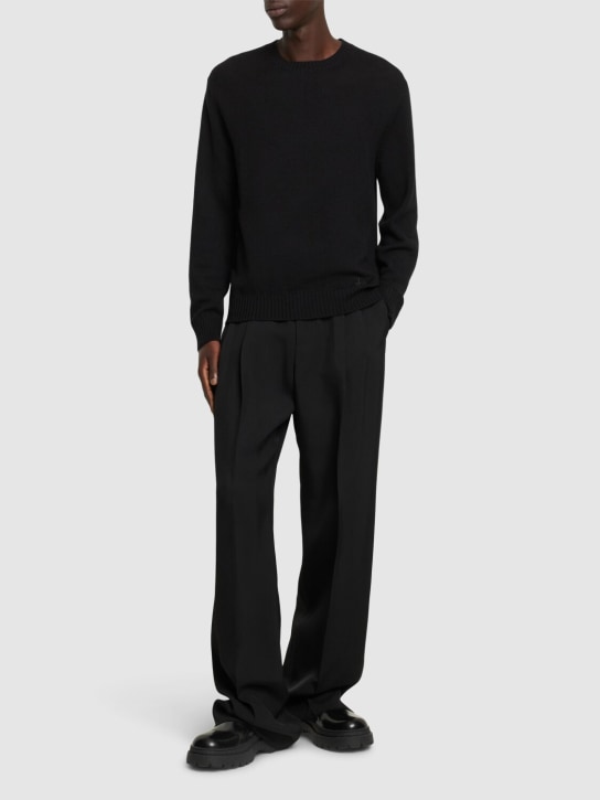 Jil Sander: Extra fine knit wool sweater - Black - men_1 | Luisa Via Roma