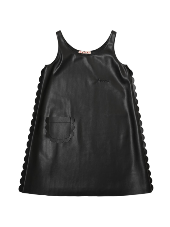 Marni Junior: Poly faux leather mini dress - Siyah - kids-girls_0 | Luisa Via Roma