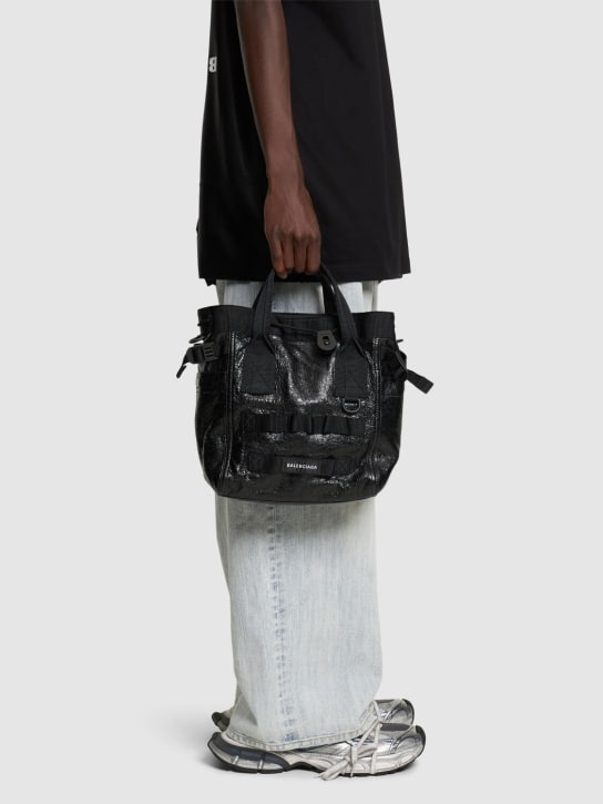 Balenciaga: Army leather tote bag - Black - men_1 | Luisa Via Roma