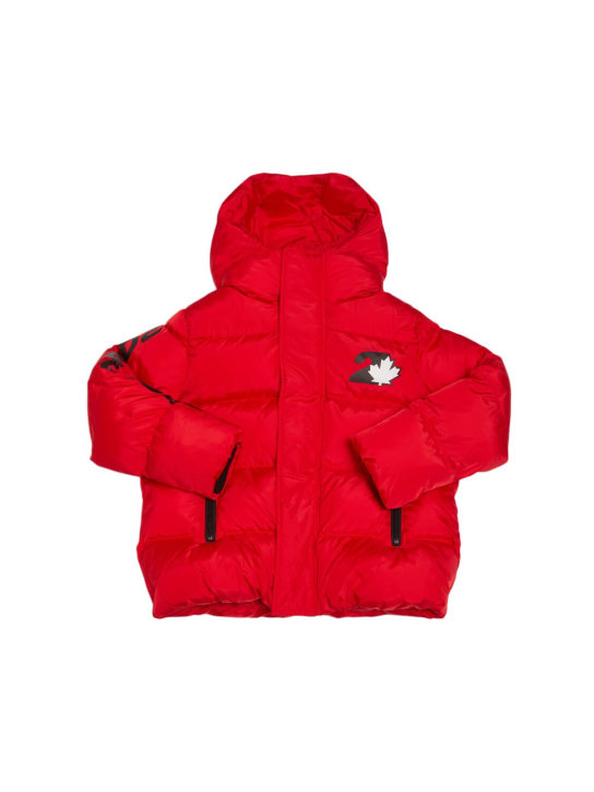 Dsquared2: Hooded nylon puffer jacket - Red - kids-girls_0 | Luisa Via Roma