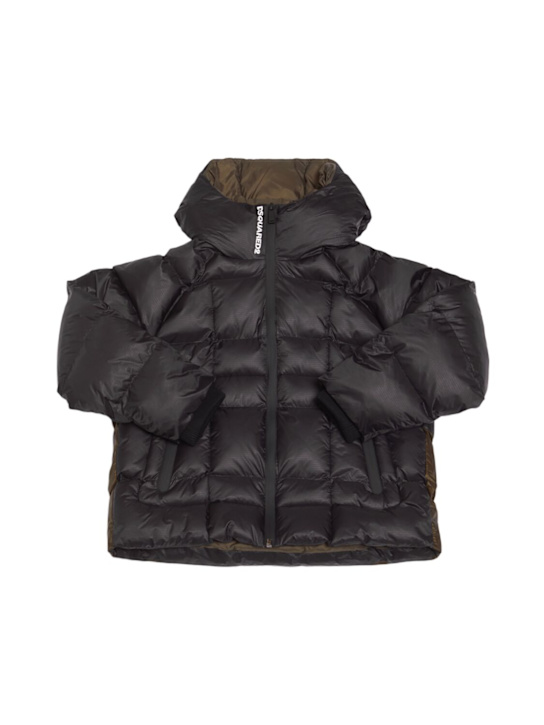 Dsquared2: Hooded nylon puffer jacket - Black - kids-boys_0 | Luisa Via Roma
