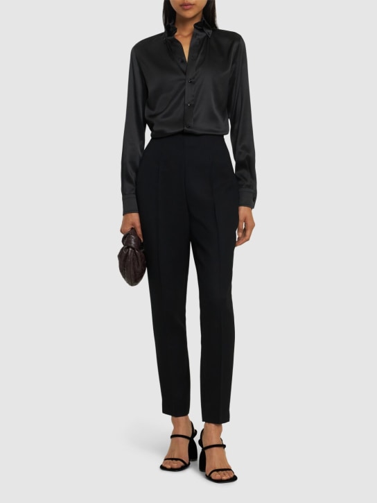Ralph Lauren Collection: Cameron stretch silk charmeuse shirt - Black - women_1 | Luisa Via Roma