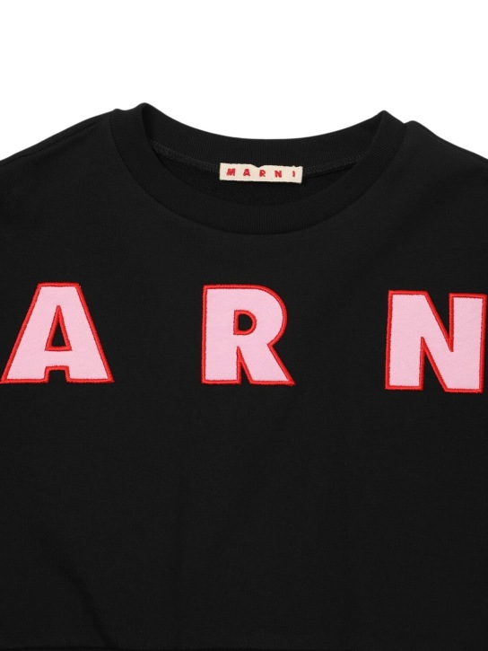 Marni Junior: Sweat-shirt en coton à logo - Noir - kids-girls_1 | Luisa Via Roma