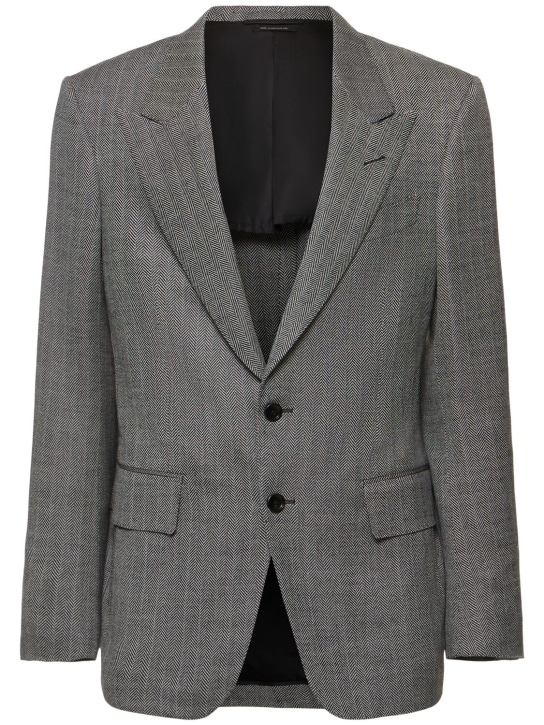 Tom Ford: Shelton herringbone blazer - Black/White - men_0 | Luisa Via Roma